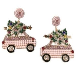 Festive Pink Christmas Car Earrings